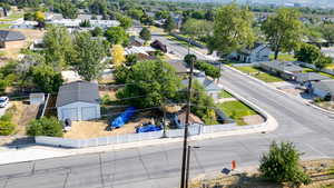 Aerial perspective of suburban area