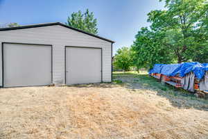 View of detached garage