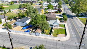 Aerial perspective of suburban area
