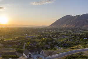 Aerial view at dusk of a mountain view