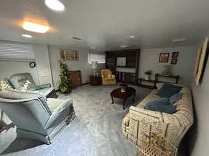 Living room featuring carpet