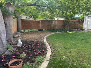 View of fenced backyard