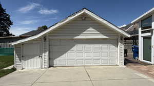 View of detached garage
