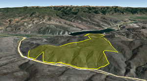 Bird's eye view of a mountainous background