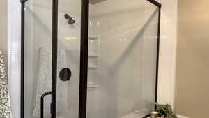 Bathroom with a shower stall