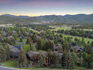 Aerial view of a mountain backdrop