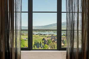 Detailed view of a water and mountain view