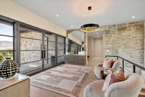 Living area with recessed lighting
