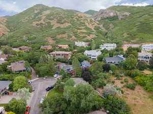Drone / aerial view of a mountainous background