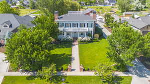 Aerial perspective of suburban area