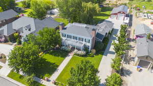 Aerial perspective of suburban area