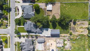 Aerial perspective of suburban area