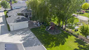 Aerial perspective of suburban area