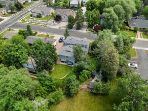 Aerial perspective of suburban area