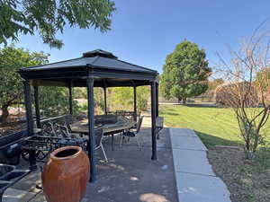 View of patio / terrace featuring a gazebo