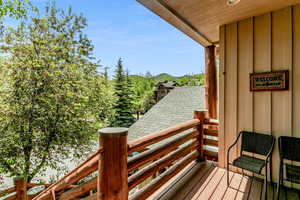 Balcony with a mountain view
