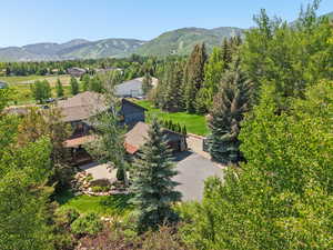 View from above of property with mountains