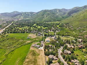 Drone / aerial view of a mountainous background