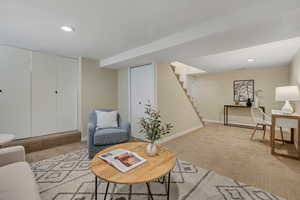 Finished basement with closet and laundry
