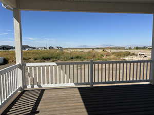 Wooden terrace with a mountain view