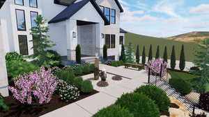 Exterior space with a mountain view