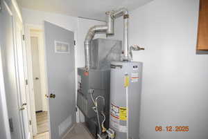 Utility room with gas water heater and HVAC system