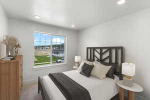Bedroom with carpet and recessed lighting
