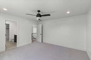 Bedroom featuring recessed lighting and a ceiling fan