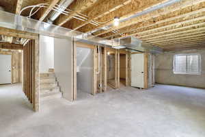 Below grade area with stairway