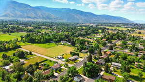 Bird's eye view of a mountain backdrop