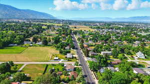 Drone / aerial view of a mountain backdrop