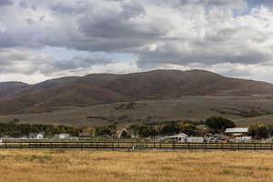 View of mountain background with rural landscape