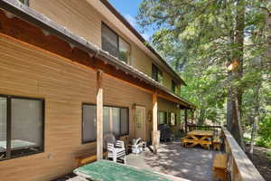 Wooden deck featuring grilling area