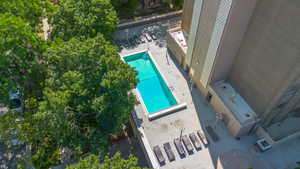 Bird's eye view of a pool area