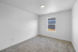 Unfurnished room with carpet floors and a textured ceiling