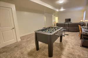 Playroom featuring carpet floors