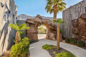 View of yard with a mountain view