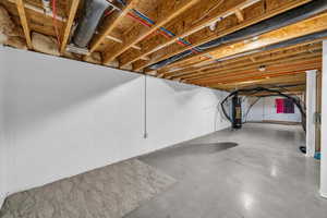 Unfinished basement with water heater