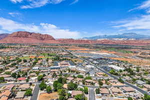 Aerial view of a mountainous background