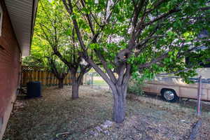 View of fenced backyard
