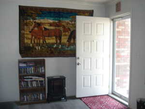 Entryway with crown molding and wood finished floors
