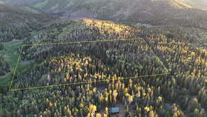 View of mountain backdrop featuring a forest