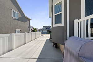 View of patio with area for grilling