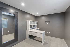 Bathroom with recessed lighting