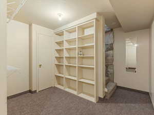 Hall featuring carpet flooring and baseboards