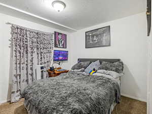 Carpeted bedroom with baseboards