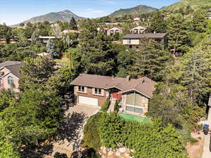 Aerial view of a mountain backdrop