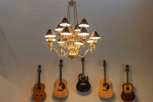 Detailed view of a chandelier