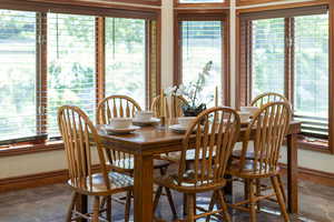 Dining space featuring baseboards