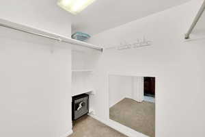 Spacious closet featuring carpet floors